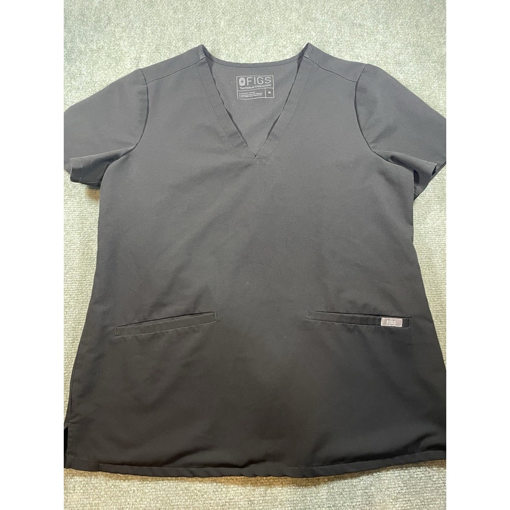 FIGS Technical Women's Medium Solid Black Scrub Top Shirt